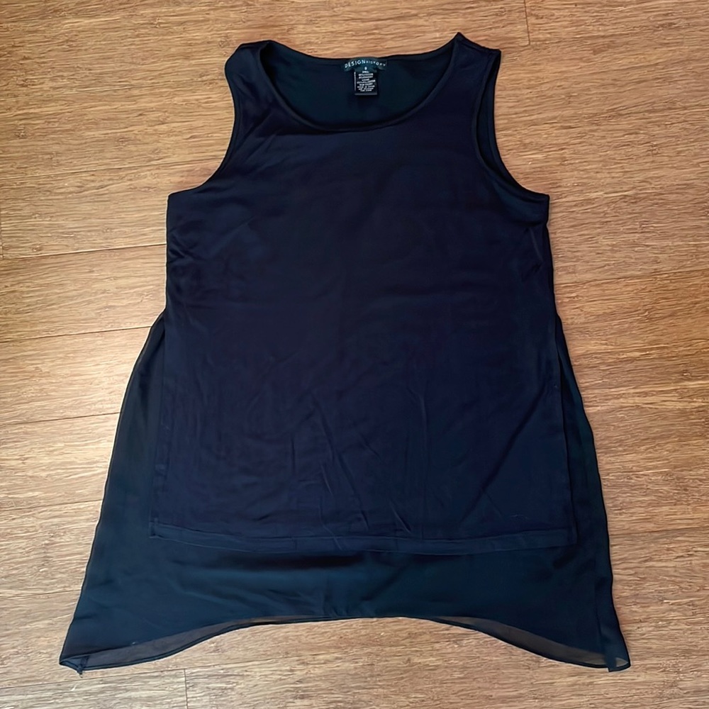 Tank top with sheer underlay